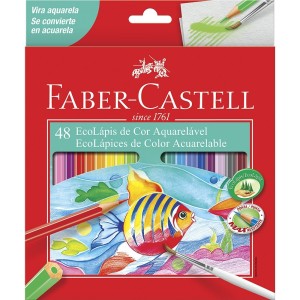 Lápis de Cor 48 Cores Aquarelável + Pincel Faber Castell