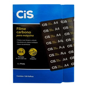 Papel Carbono Filme A4 Preto para Máquina 100 Folhas Cis