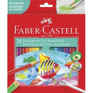 Lápis de Cor 24 Cores Aquarelável + Pincel Faber Castell