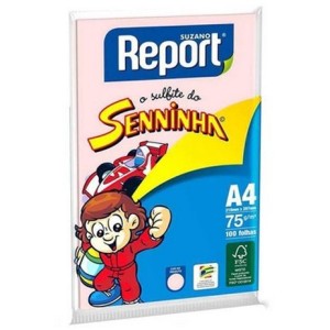 Papel Sulfite A4 Rosa 75g 100 Folhas Senninha Report