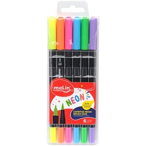 Brush Pen 6 Cores Duo Neon Molin