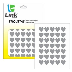 Etiqueta Adesiva Coração 15mm - Prata c/210 Link