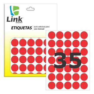 Etiqueta Adesiva Redonda 19mm - Vermelho c/210 Link