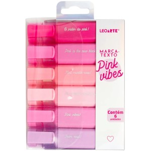 Marca Texto 6 Cores Pink Vibes Leoarte
