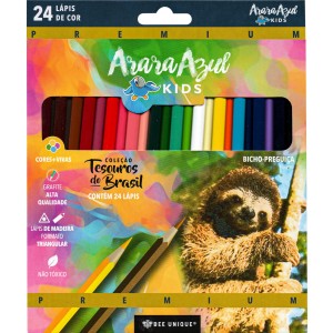 Lápis de Cor 24 Cores Triangular Arara Azul Kids