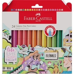 Caneta Fine Pen 0.4mm c/24 Cores Faber Castell