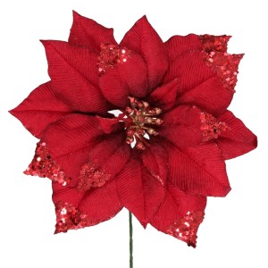 Enfeite Natalino Haste Bico de Papagaio com Glitter Vermelho 29cm 30609 Grillo