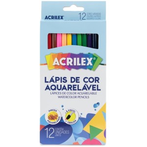 Lápis de Cor 12 Cores Aquarelável + Pincel Acrilex