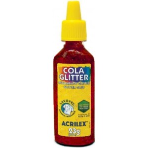 Cola Glitter 23g Vermelha Lavável Acrilex