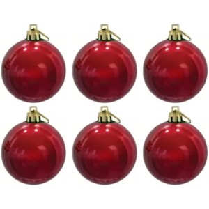 Bola de Natal 6cm Vermelha Perolizada c/6 Magizi