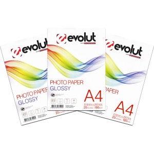 Papel Fotográfico A4 High Glossy 180g 20 Folhas c/3 Evolut