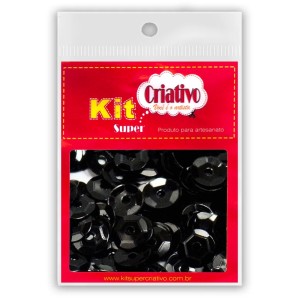 Super Lantejoula 14mm - Preta 10g Kit Super Criativo