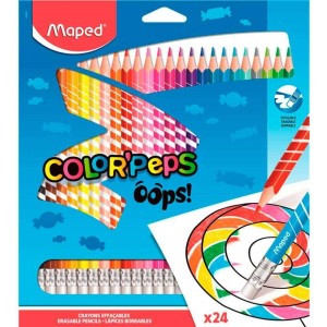 Lápis de Cor 24 Cores Apagável Oops Maped