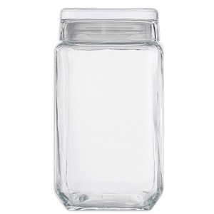 Pote de Vidro Quadrado 1800ml - Style com Tampa de Vidro Le Bianco