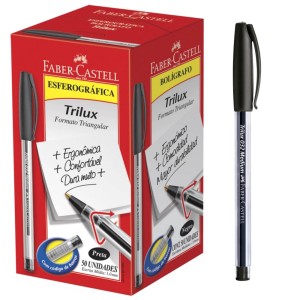 Caneta Esferográfica 1.0mm Trilux 032 Preta c/50 Faber Castell