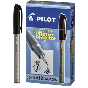 Caneta Retroprojetor 1.0mm - Preta c/12 Pilot
