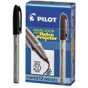 Caneta Retroprojetor 2.0mm - Preta c/12 Pilot