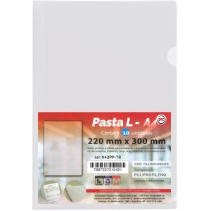 Pasta em L A4 - Transparente 042PP-TR c/10 DAC