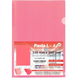 Pasta em L A4 - Vermelha 042PP-VM c/10 DAC