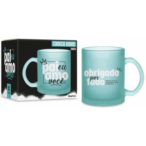 Caneca Vidro Diamond 300ml - Pai Eu Amo Você Brasfoot