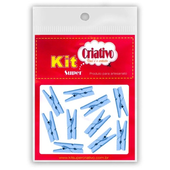 Mini Pregador 25mm - Azul Claro c/10 Kit Super Criativo