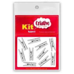 Mini Pregador 25mm - Branco c/10 Kit Super Criativo