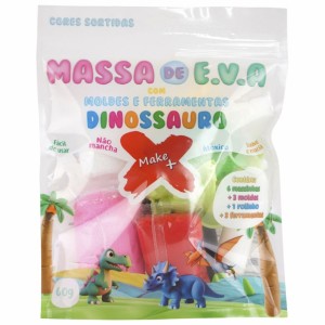 Kit Massinha de EVA com Moldes e Ferramentas 60g - Dinossauro Make+