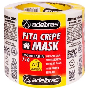Fita Crepe Branca 48mm x 50m - Pacote com 2 Rolos Adelbras