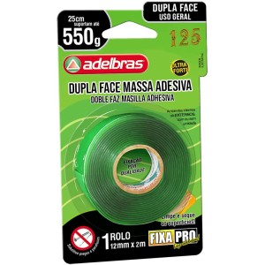 Fita Dupla Face Massa Adesiva 550g - 12mm x 2m Adelbras