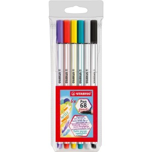 Brush Pen 6 Cores Pen 68 Stabilo