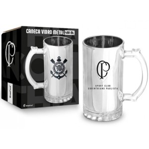 Caneca Vidro Metalic 480ml - Corinthians Brasfoot