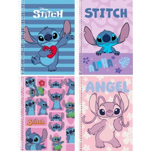 Caderno 1 Matéria Stitch e Angel 80 Folhas Culturama