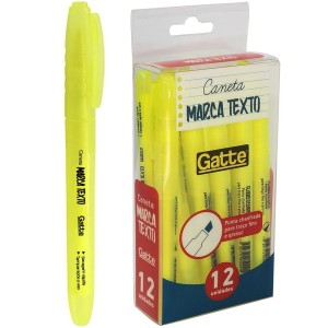 Marca Texto Amarelo Fluorescente c/12 Gatte